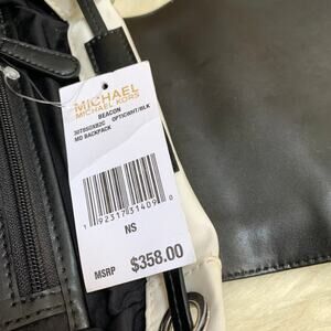 MICHAEL KORS Optic White & Black Nylon BEACON Medium Size Backpack Handbag